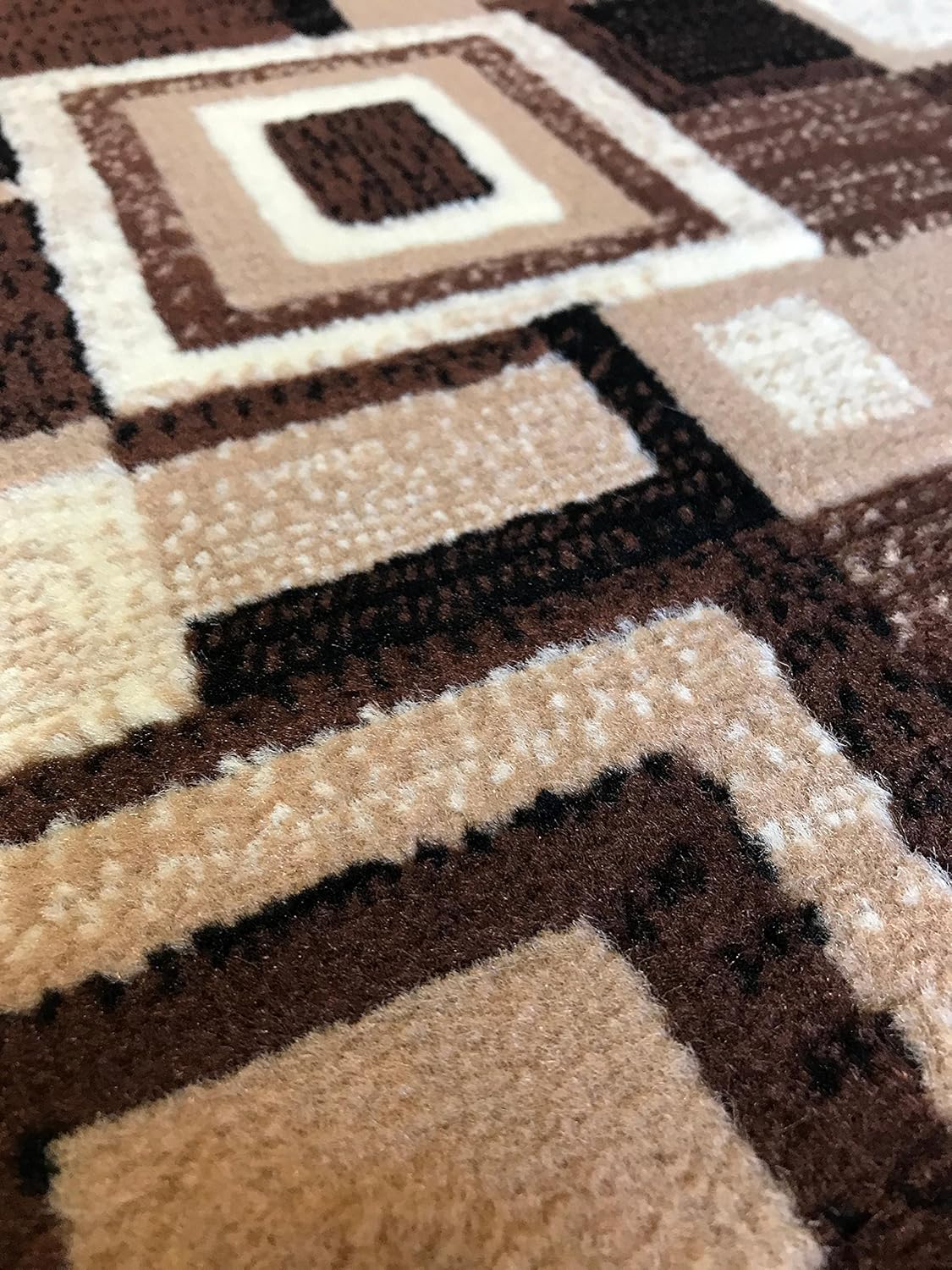 Americana Modern Door Mat Geometric Area Rug Ivory & Beige Design 125 (2 Feet X 3 Feet)