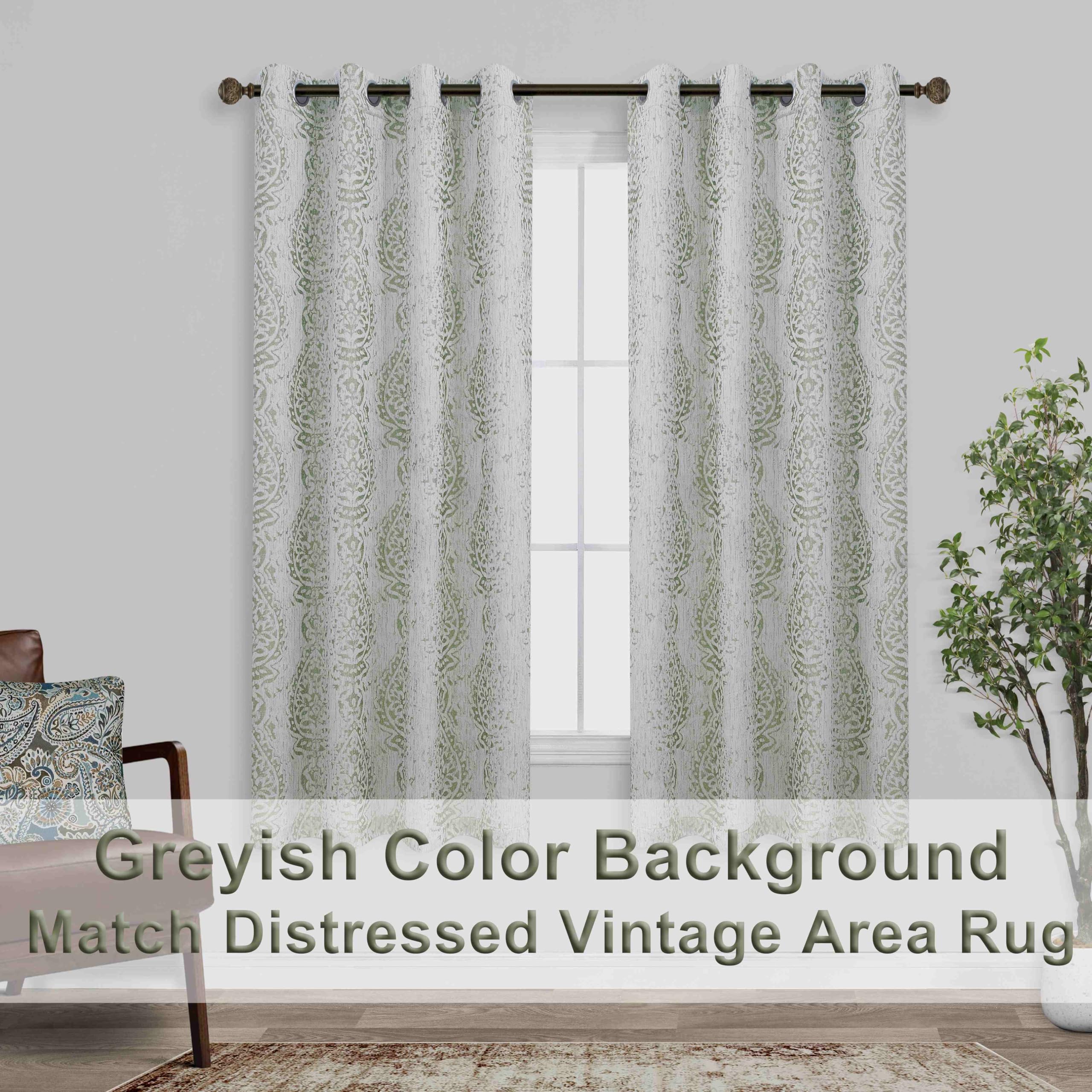 Mrs.Naturall Cortinas de sala de estar color crema negro y gris de 84 pulgadas de largo, con