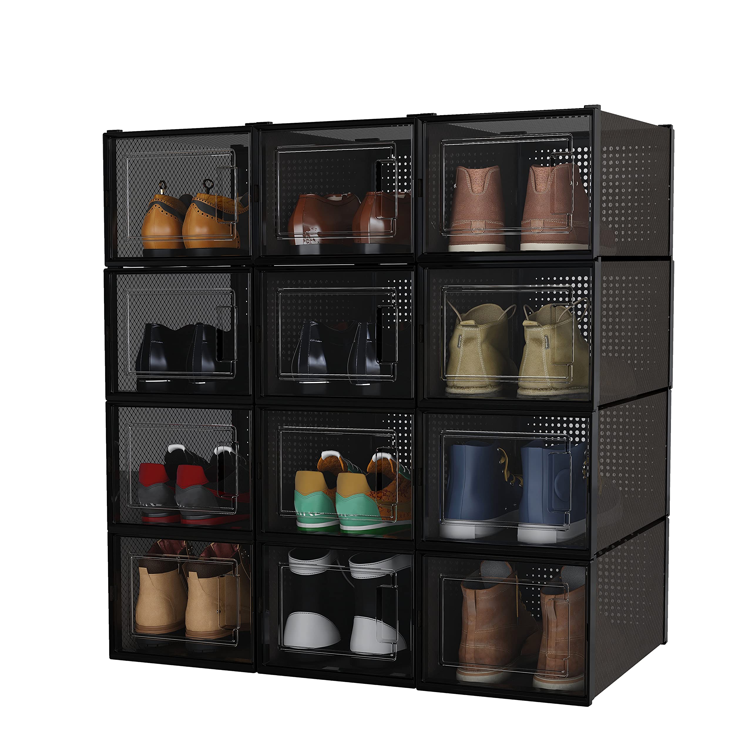 Buy Drop Front Shoe Boxes 12 PACK Shoes Storage Containers Organizer