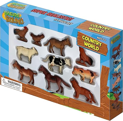Miniatura 2 de Nature Bound Juguetes - Country World Farm Animales, juego en caja con diez figuras pintadas a mano (juego de 10 piezas), a partir de 3 años, surtido