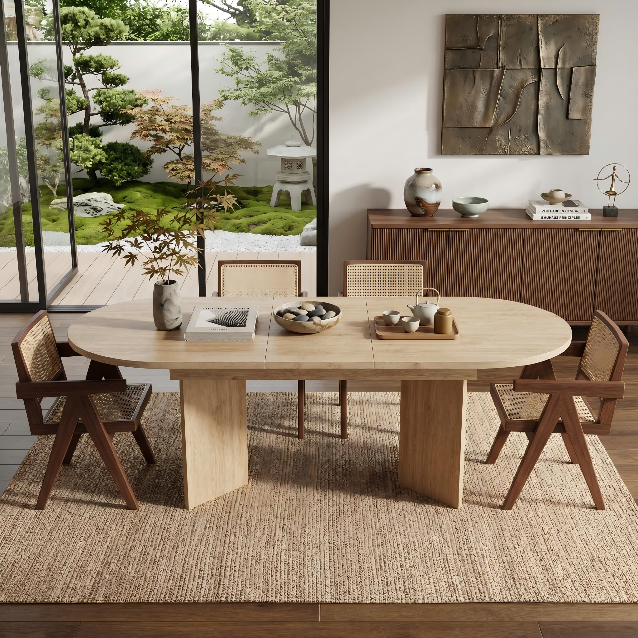 Tavolo da pranzo estensibile, ovale, per 4 fino a 8 persone, tavolo da pranzo ovale con angoli arrotondati, piano del tavolo rinforzato, tavolo da pranzo per cucina, sala da pranzo, sala