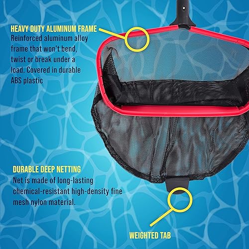 Miniatura 10 de U.S. Pool Supply Rastrillo profesional de lujo para piscina con bolsa de red profunda, resistente, marco de aluminio reforzado fuerte, limpieza más
