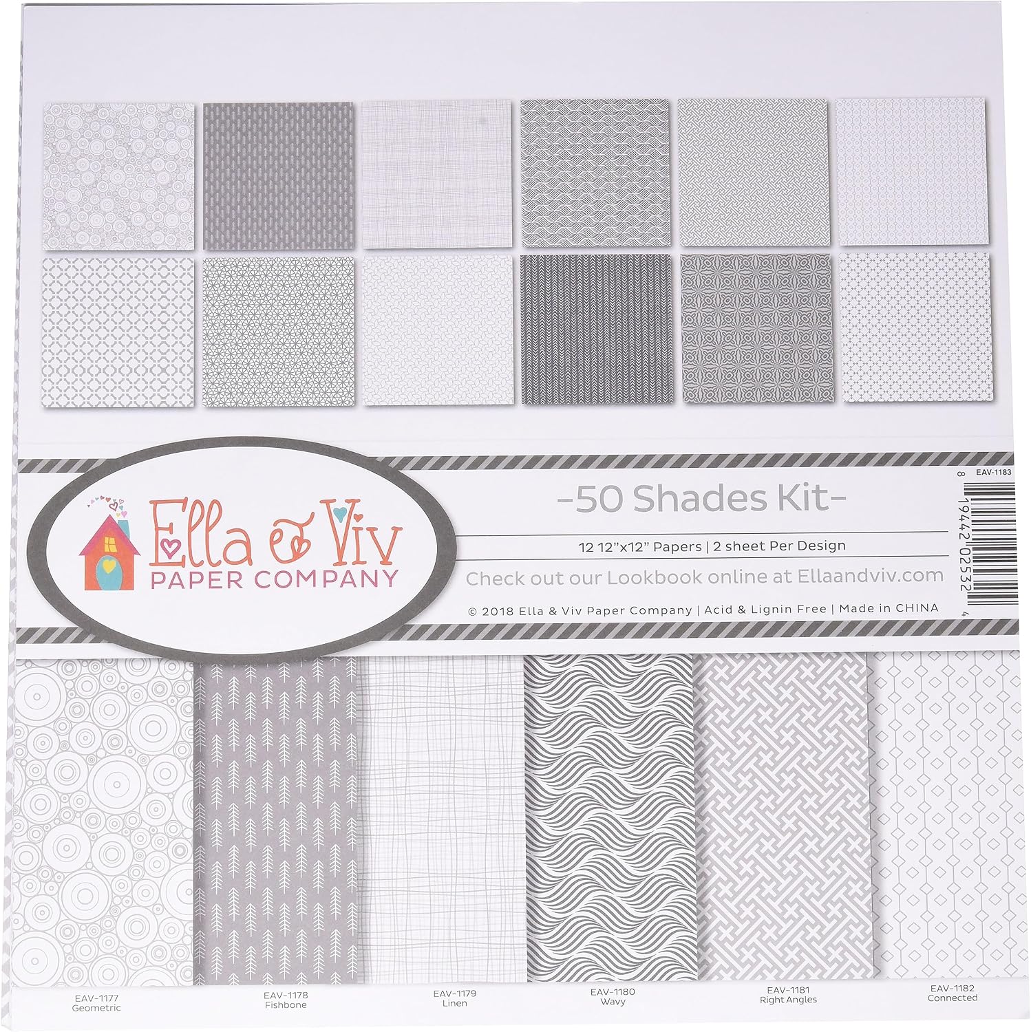 Ella & Viv by Reminisce (ELLLX) 50 Shades Scrapbook Collection Kit, Multi Color Palette, 12x12 inches