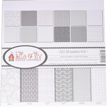 Ella & Viv by Reminisce ELLLX 50 Shades Scrapbook Collection Kit, Multi Color Palette, 12x12 inches