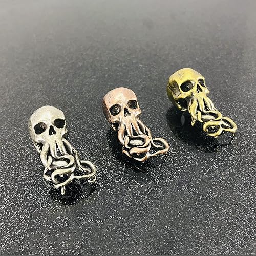 Miniatura 5 de TAOYATAO Retro latón cráneo pulpo EDC cuentas llavero DIY Paracord Beads