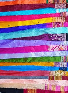 Recycled Sari Silk Sari Ribbon Yarn 21 Yards with Decorative & Woven Edg...