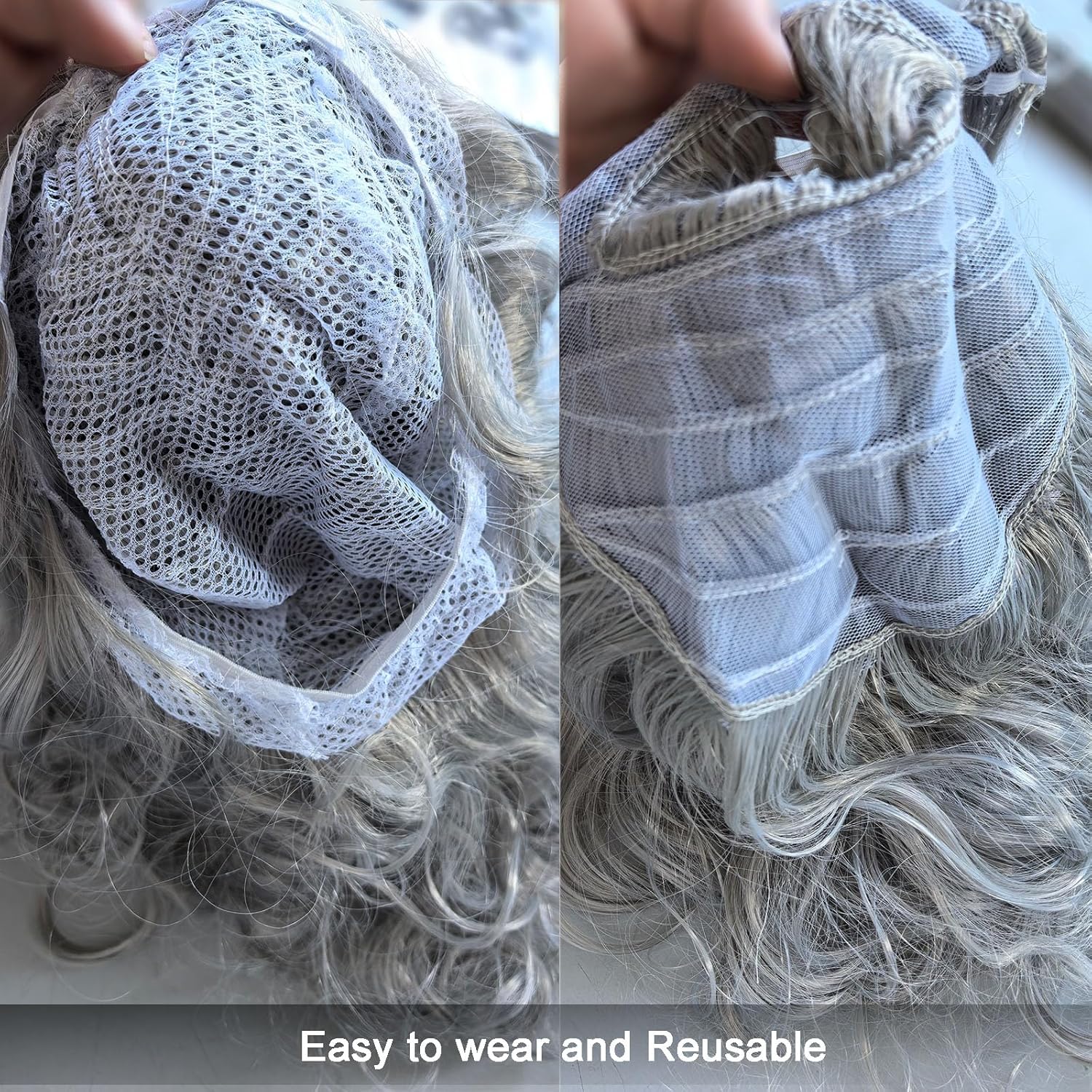 Grey Wig and Beard Wizard Costume Wig Accessory, Long Gray Wizard Beard and Wig Set Reusable Fake Beard Sorcerer Party Dress Up for Halloween Cosplay-Braids Style - Image 5