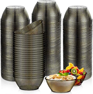 Yungyan 200 Pack Disposable Clear Plastic Bowl Party Favor,Black