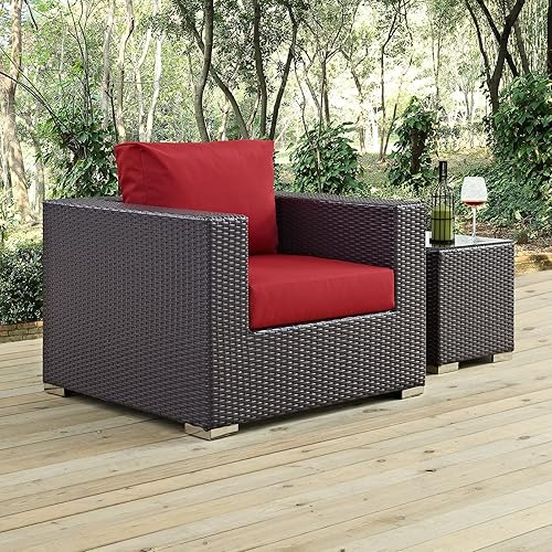 Vista 42 de Modway EEI-1911-EXP-ORA Convene - Muebles otomanos cuadrados de tela para patio, muebles de exterior, color naranja espresso Espresso Naranja