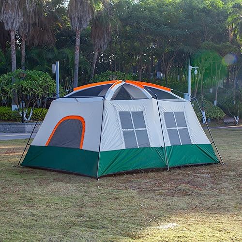 Miniatura 8 de KTT Extra Large Tent 6-10-12-14 Person(A),Family Cabin Tents,2 Rooms,3 Doors and 3 Windows with Mesh,Straight Wall,Waterproof,Double Layer,Big Tent