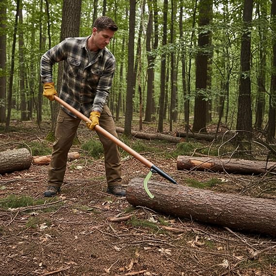 Timber Tuff 4-Foot Peavey Log Roller, Lightweight Wood Handle and Hook Tool for Heavy-Duty Lifting, Lumber, Logging, and Firewood, TMW-01, Brown