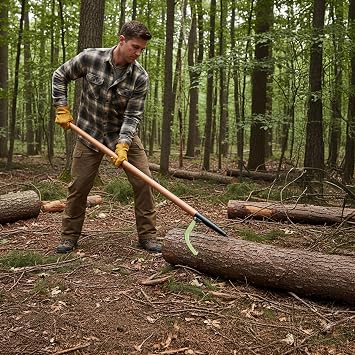 Timber Tuff 4-Foot Peavey Log Roller, Lightweight Wood Handle and Hook Tool for Heavy-Duty Lifting, Lumber, Logging, and Firewood, TMW-01, Brown