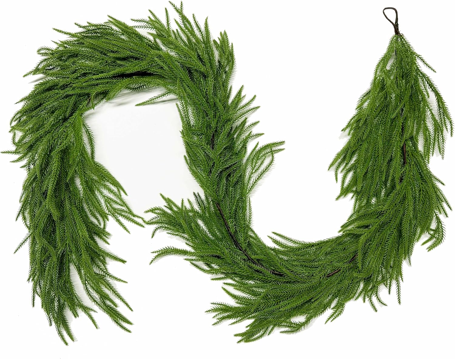 6ft Real Touch Norfolk Pine Garland - Luxury Soft Faux Cedar Greenery for Christmas Mantle Decor, Fireplace & Staircase - Lifelike Heavy Artificial Winter Garland (Unlit) - Image 2