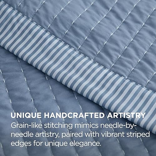 Miniatura 10 de Bedsure Colcha gris tamaño King  Juego de ropa de cama ligero y suave para todas las estaciones, juego de edredón con patrón de pana, 3 piezas, 1