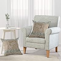 Vista 11 de Home Soft Things Serenta - Juego de fundas de almohada de felpilla jacquard con cremallera grande, 2 piezas, color verde azulado/camello, 26 x 26