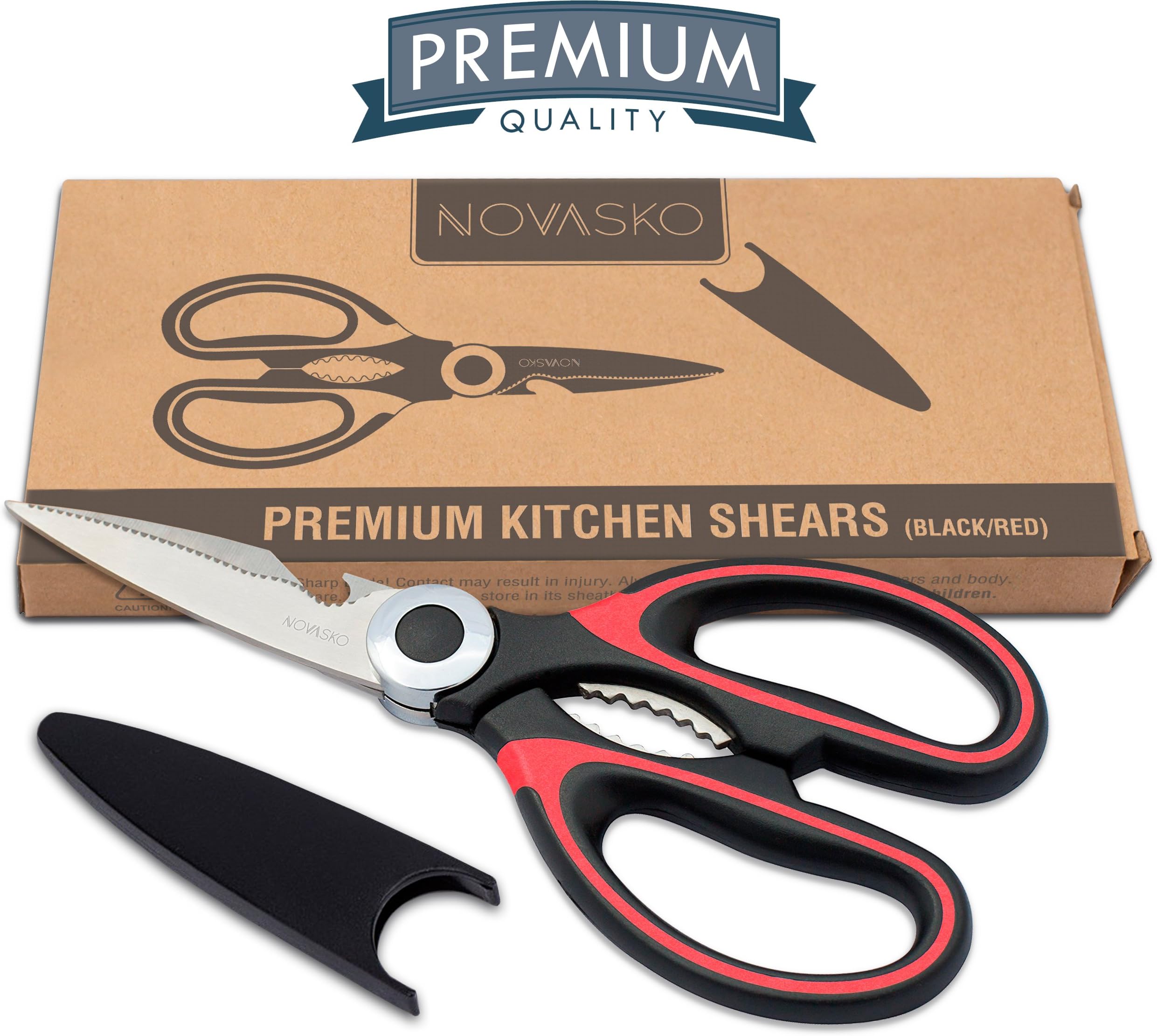 Premium Heavy Duty Kitchen Shears (Black/Red)