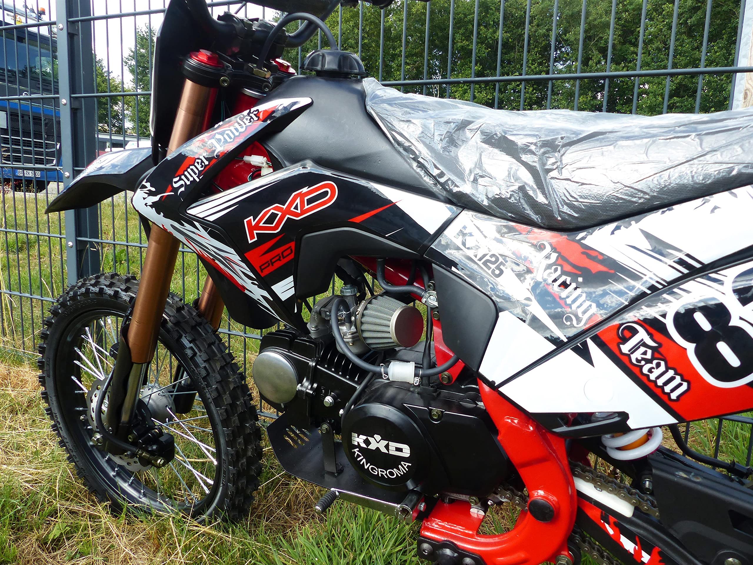 125ccm Dirtbike Cross Bike Pocketbike KXD 609 4 Takt 4 Gang Manuel 17/14" Rot
