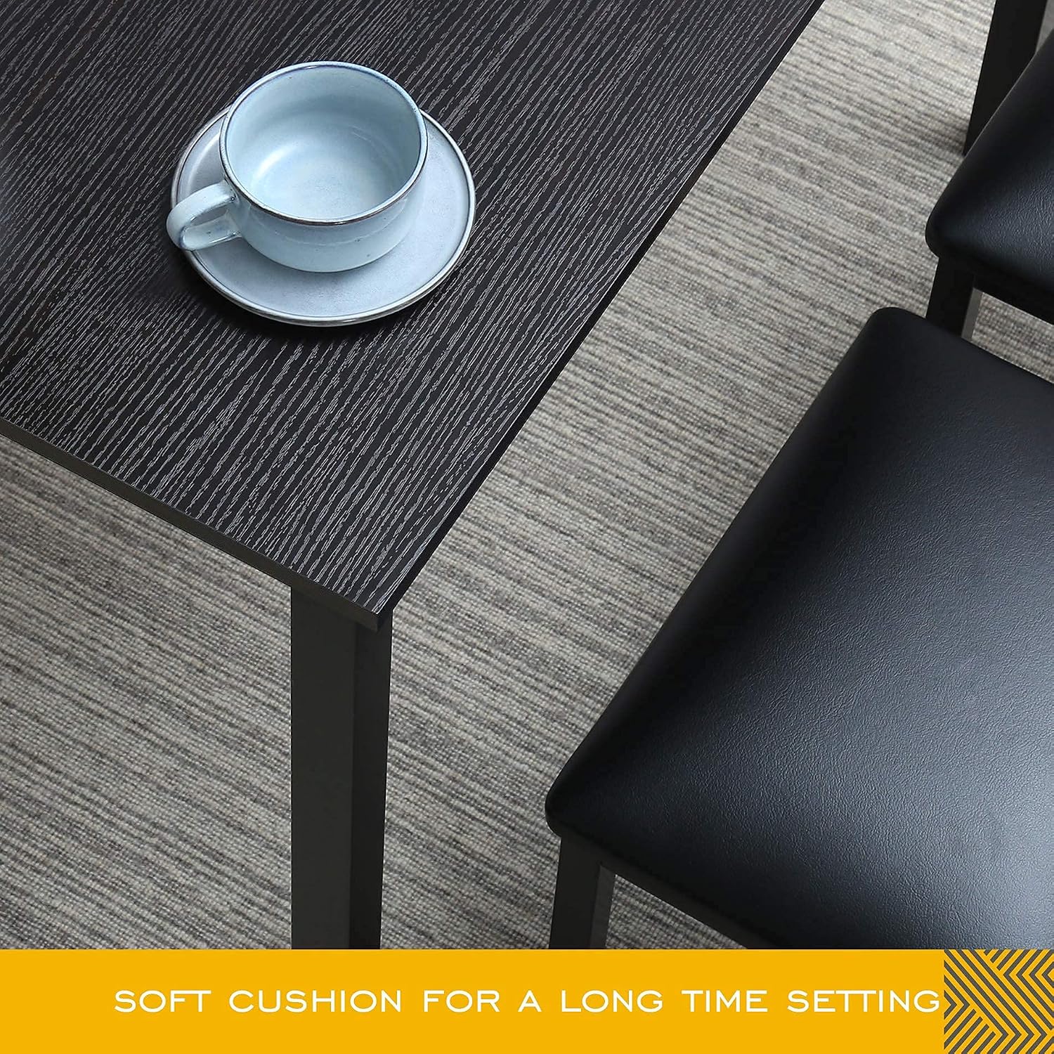HOMOOI 3 Pieces Dining Table Set with 2 Cushioned Stools, 42 Inch Kitchen Table Set for Small Space, Espresso