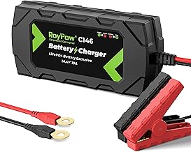 RoyPow Lithium-Ion Iron Phosphate Battery Charger 14.4V 10A, Battery Charger, Trickle Charging, Battery Activation LED Lamp, Reverse Connection, Short Circuit, Overvoltage, and Overcurrent Protection