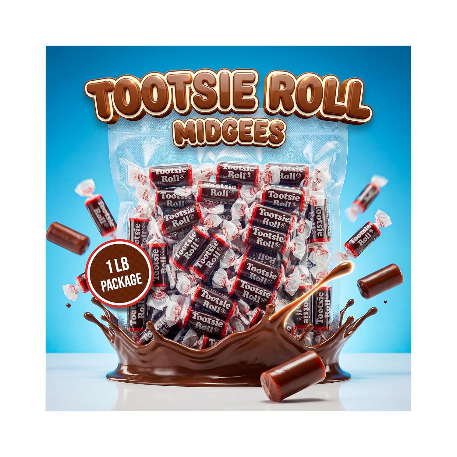 BP BUNDLE Midgees Candy – 5lb Bag of Individually Wrapped Chewy Chocolate Taffy – Kosher, Gluten-Free, Peanut-Free – Party, Classroom, Holiday & Everyday Snack