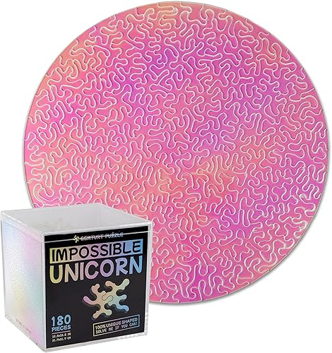 Impossible Unicorn - Rompecabezas redondo único, juego de desafío de acrílico iridiscente que cambia de color, 180 piezas para adultos, regalo DIY