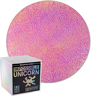 Impossible Unicorn - Round Unique Jigsaw Puzzle, Unique Color Changing Iridescent Acrylic 180 Pieces Challenge Game for Adults Gift DIY by GEMTURT (180 Pieces)