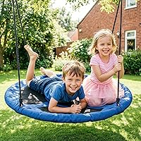 Vista 2 de SUPER DEAL Columpio de Árbol de 40 Pulgadas, Columpio Platillo Volador para Niños al Aire Libre, Capacidad de Peso de 800 Libras, Tela Textilene