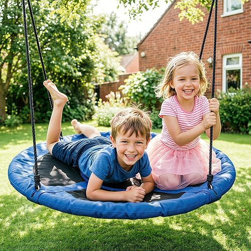 Miniatura 2 de SUPER DEAL Columpio de Árbol de 40 Pulgadas, Columpio Platillo Volador para Niños al Aire Libre, Capacidad de Peso de 800 Libras, Tela Textilene