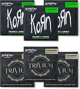 Dunlop Artist Series Heavy Core 7-String Set Bundle - Korn and Trivium Signature Guitar Strings 6 Sets