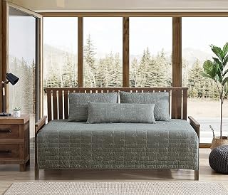 Eddie Bauer Troutdale Green Daybed Set - Reversible 100% Cotton Bedding with Shams & Decorative Pillow Cover