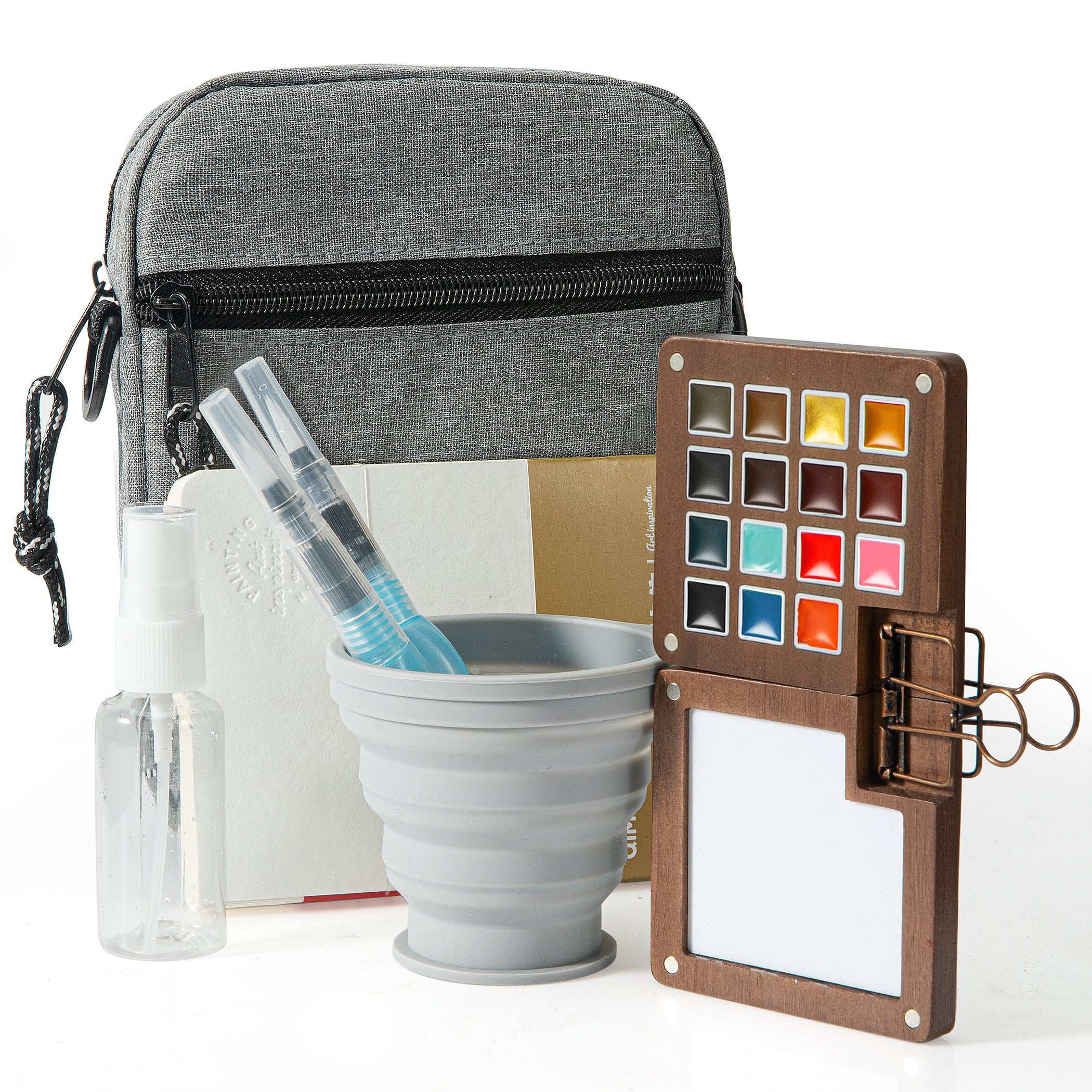 Kit de viaje de mini paleta de pintura para pintar en exteriores sin derrames de agua