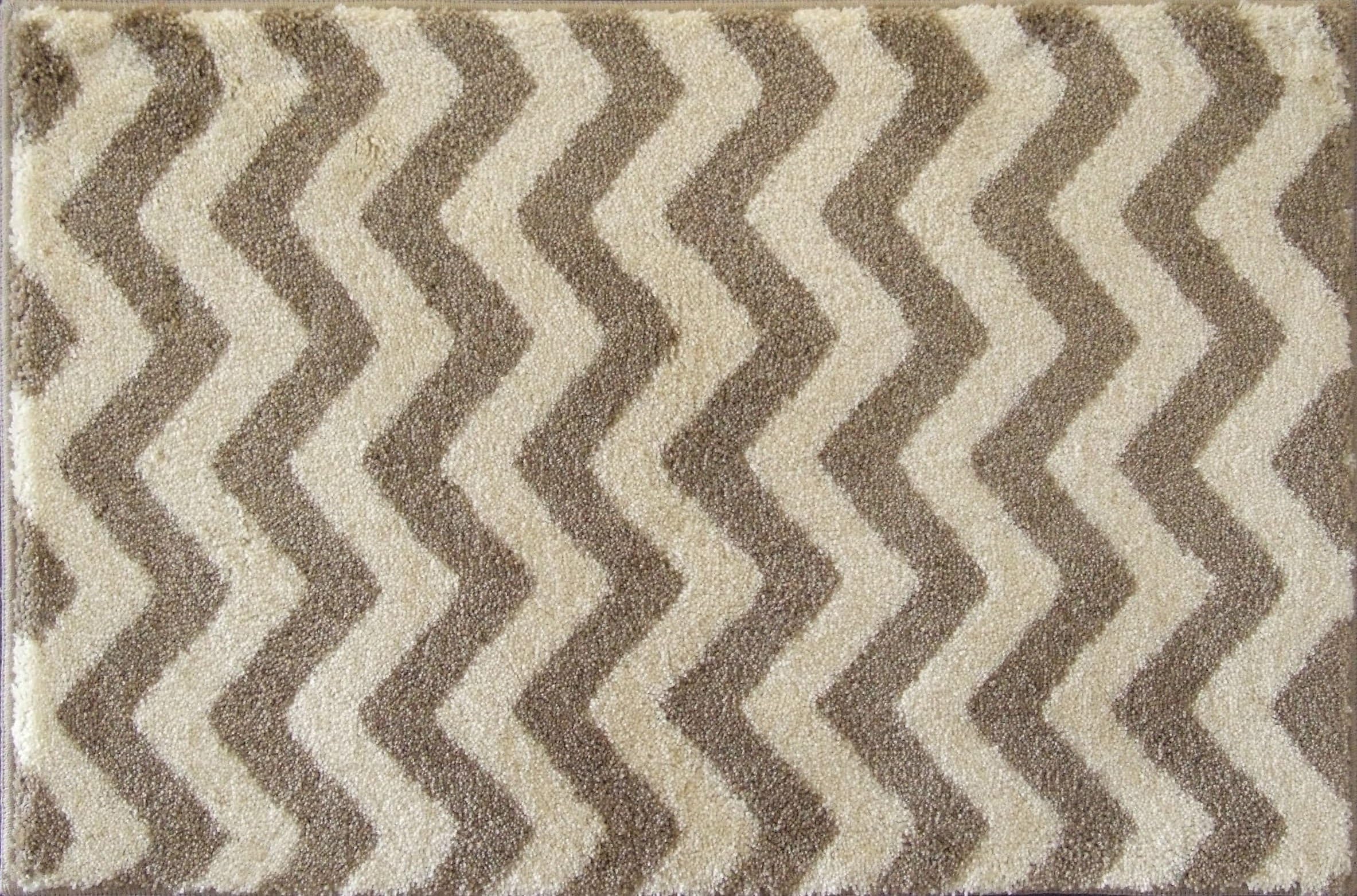 Grund Chevron Series Premium Bathroom Comfort Bath Rug, 24-inch by 36-Inch, Brown