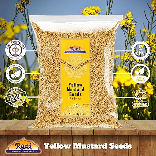 Miniatura 6 de Rani - Semillas de mostaza amarilla, especias enteras, 14 onzas, totalmente naturales, veganas, aptas para gluten, sin OMG, origen indio