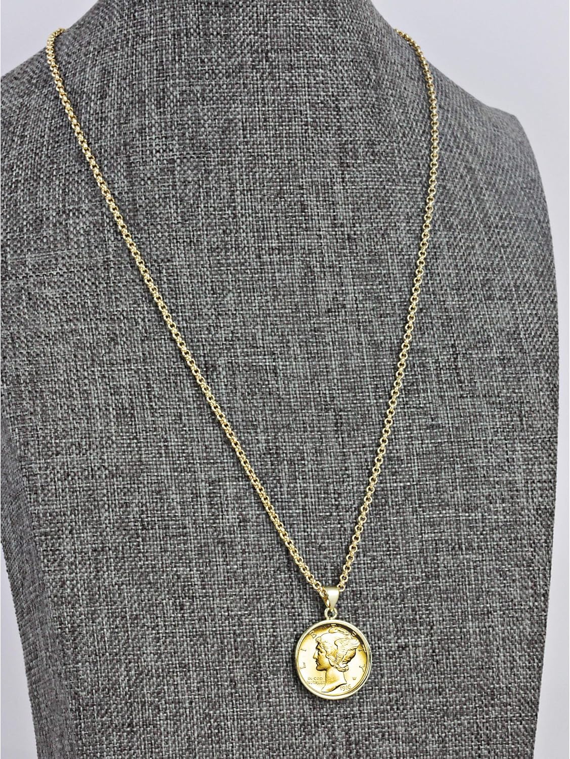 American Coin Treasures Gold-Layered Silver Mercury Dime Goldtone Coin Pendant with 18" Chain Necklace - Genuine and Elegant Keepsake Jewelry for Women | White Luxury Gift Box Included - Image 7