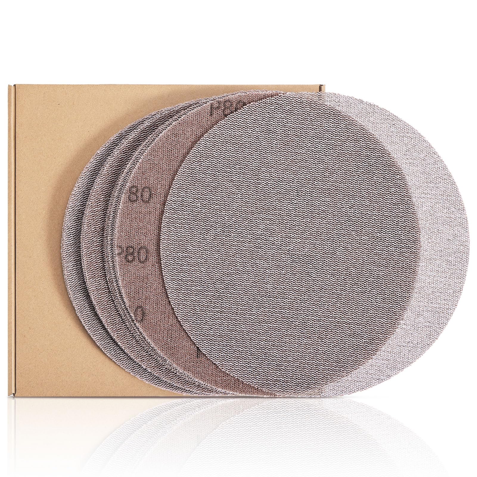 Wewink Plus 9 Inch Mesh Sanding Disc Drywall, Less-Dust 180 Grit Drywall Sander Pads, 9'' Hook and Loop Round Sandpaper for Drywall Ceiling Renovation