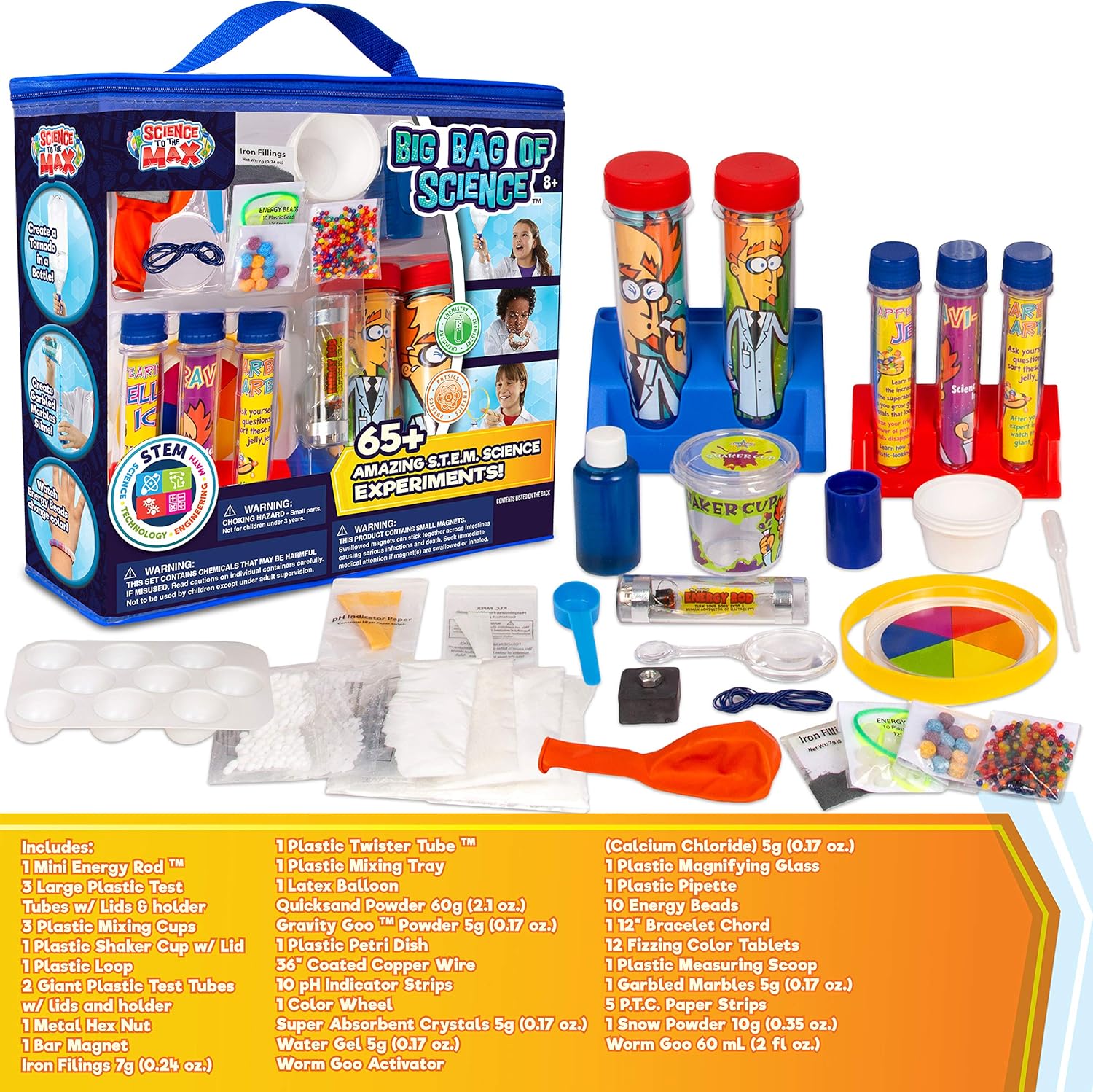 Be Amazing! Toys Big Bag of Science Works - Kids Science Experiment Kit with 65+ Amazing Experiments - Set Up Your First STEM Laboratory - Educational Chemistry Set For Boys & Girls Age 8 + : Toys & Games
