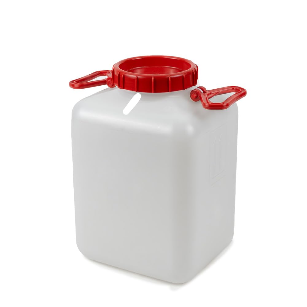 Dnges Tanica a collo largo, quadrata, 20 l (contenitore dell'olio  rettangolare impilabile), in polietilene alimentare, impilabile e adatto ai  pallet, ...