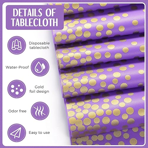 Vista 29 de Tudomro Juego de 16 manteles de plástico desechables y camino de mesa satinado de 54 x 108 pulgadas, manteles de 12 x 108 pulgadas, para Año Nuevo