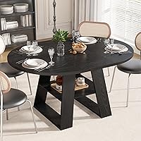 Vista 12 de Mesa de comedor redonda extensible de 43.3 a 59 pulgadas para 4 a 8, moderna mesa de comedor ovalada de cocina con hojas extraíbles, ahorro de Nogal
