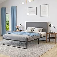 Vista 6 de Merrick Lane Marta - Cabecera de madera tamaño Queen, cabecero ajustable con patrón de espiga en color gris lavado