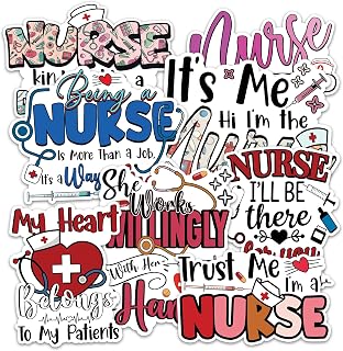 Nurse Sticker 8 Pcs (Large Size) Vinyl Stickers Laptop Waterproof Decal for Car Bumper Water Bottle Notebook Window Nursing Students Birthday Decorations - Size 4 Inches