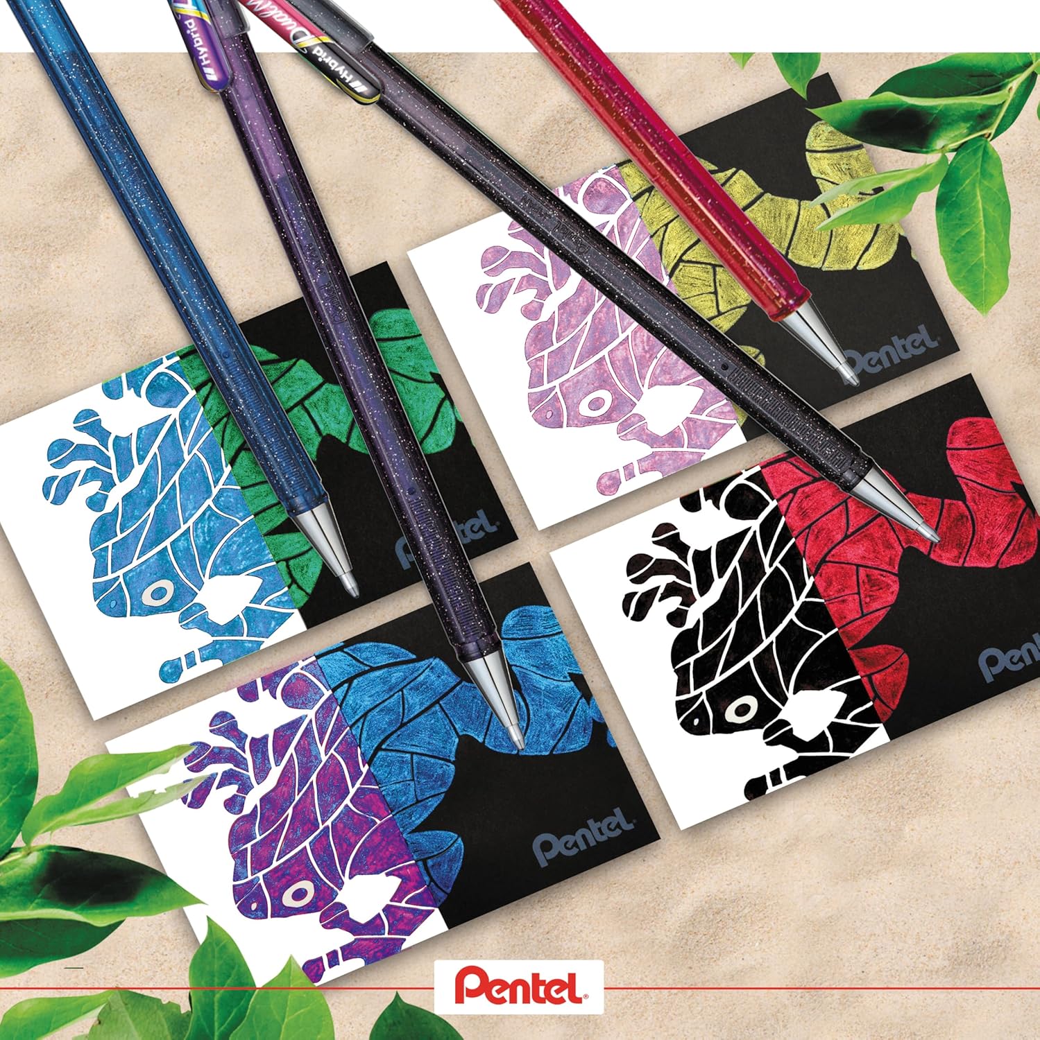 Pentel Hybrid Dual Metallic Fantasy Colour 8pc Wallet