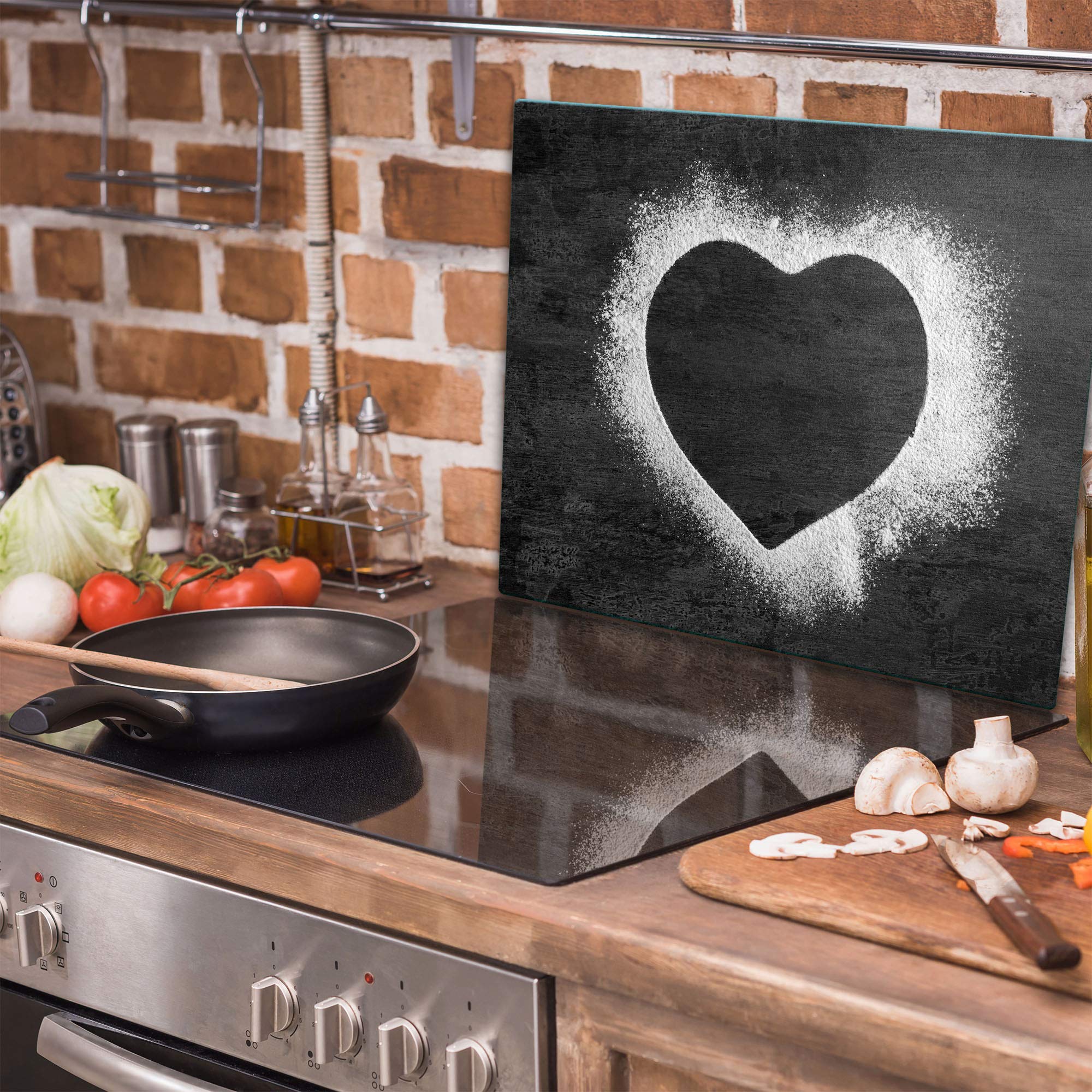 Plaque De Protection En Verre Trempé Pour Cuisinière 60x52 Cm - Anti-éclaboussures, Planche à Découper Et Dessous De Plat - Multifonction