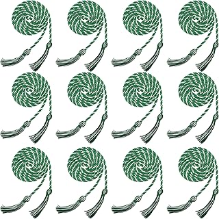 12 Pieces Graduation Honor Cord Braided Honor Cord with Tassel Graduation Decoration Braided Cords for Graduation Students Grad Days and Graduates Photography (Green with White)