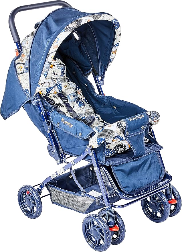 Carrinho de Bebê Travel System Reverse Cosco 4 Rodas 2 Posições Suporta até  15Kg Azul e Cinza