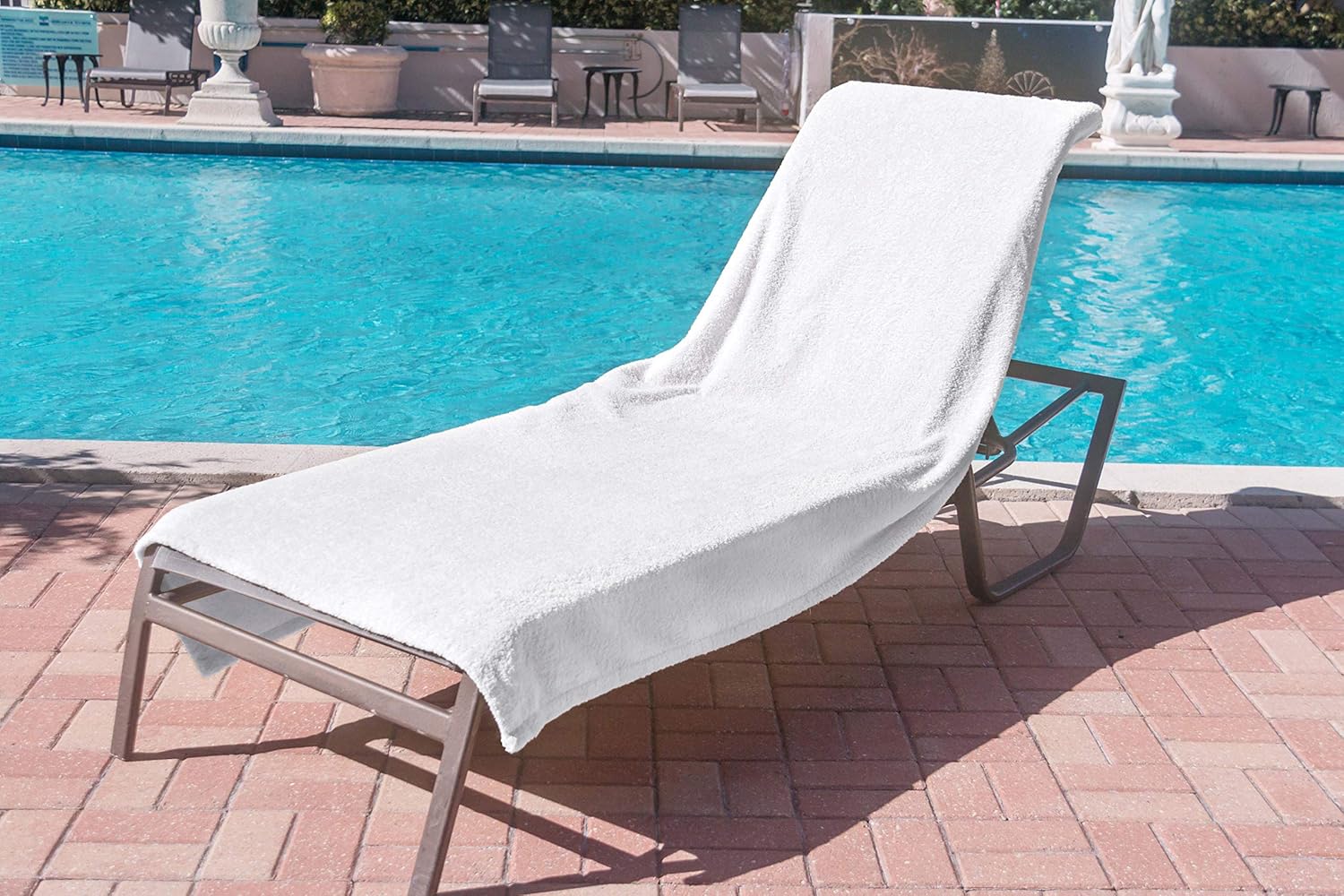 Terry Lounge Chair Cover 90" x 42" - 100% Cotton Luxury Terry Cover for Outdoors Pool Spa - Color White