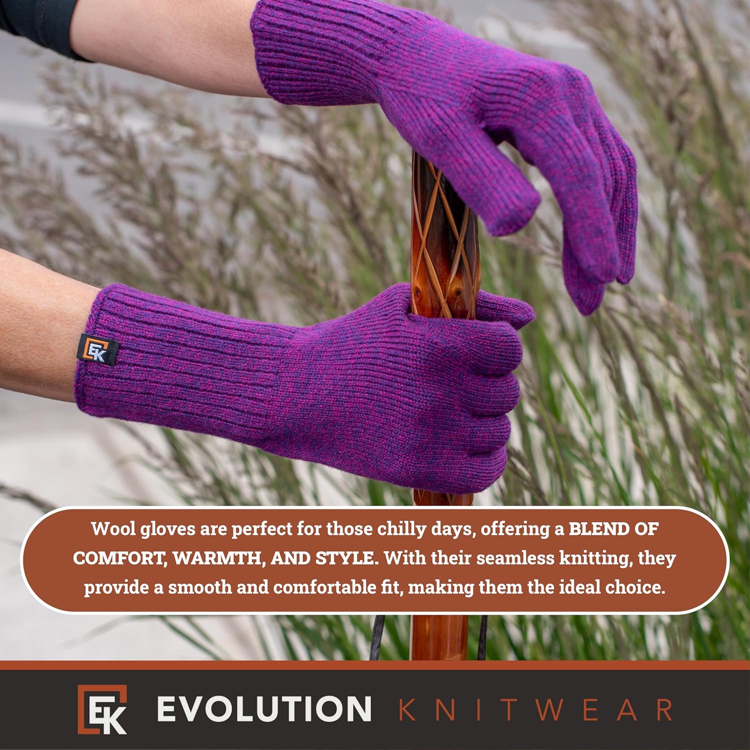 Evolution Knitwear Wool Knit Gloves - Made in the USA - Super Soft Merino Wool - Small