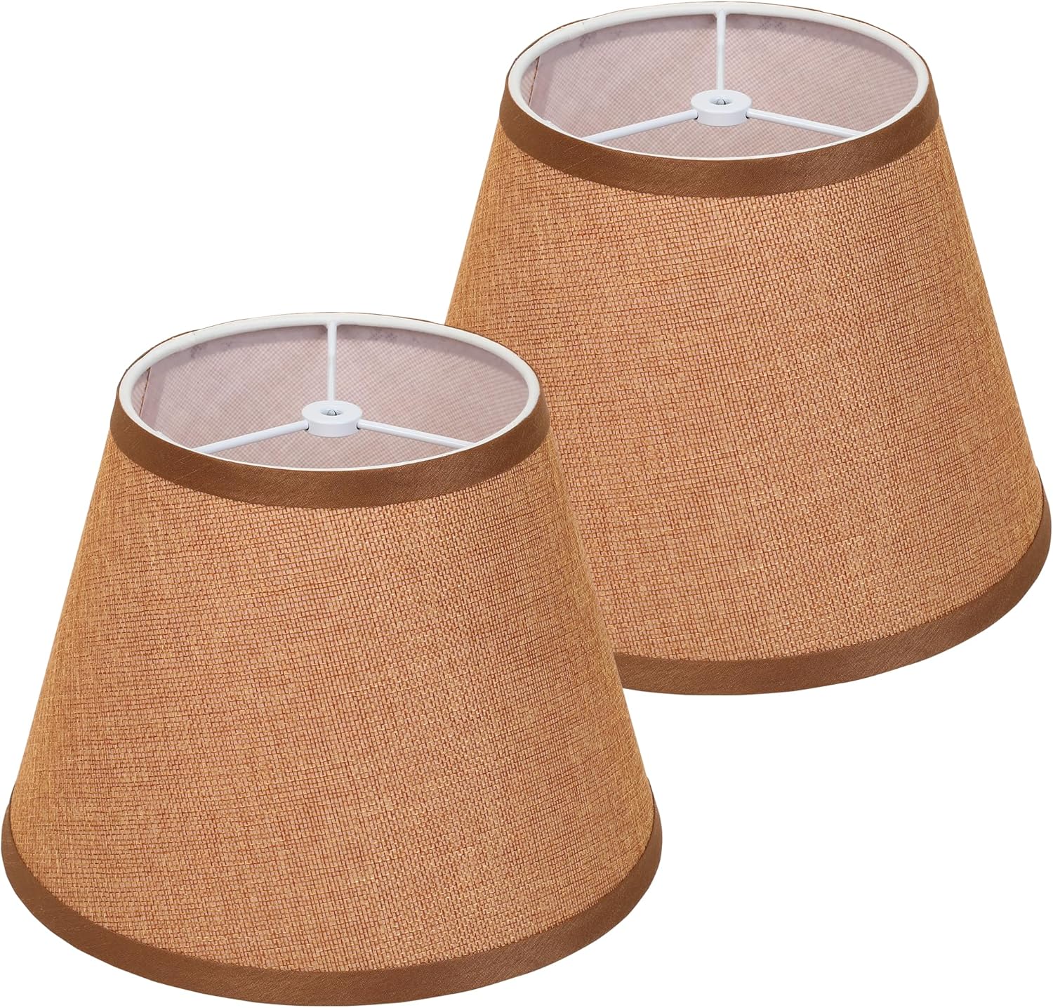 2pcs brown linen small lamp shades, 6x10x7 inchs doloota lampshade for table, floor & wall lamps, spider fitter design, assembly-free, replacement empire lamp shade for modern, farmhouse, ranch decor