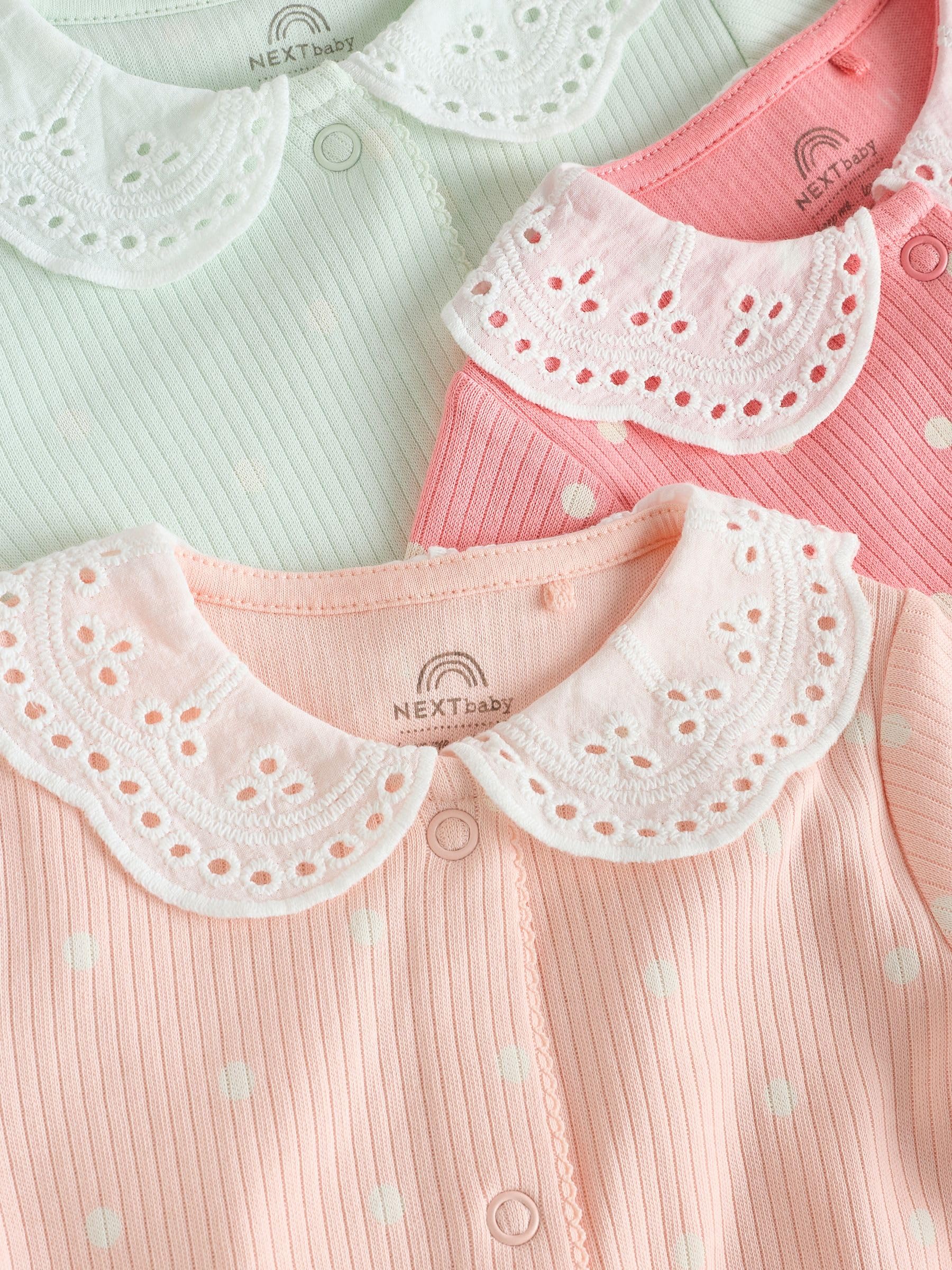 NEXT Bébé Fille Dors-Bien bébé avec col 100% Coton, Lot de 3