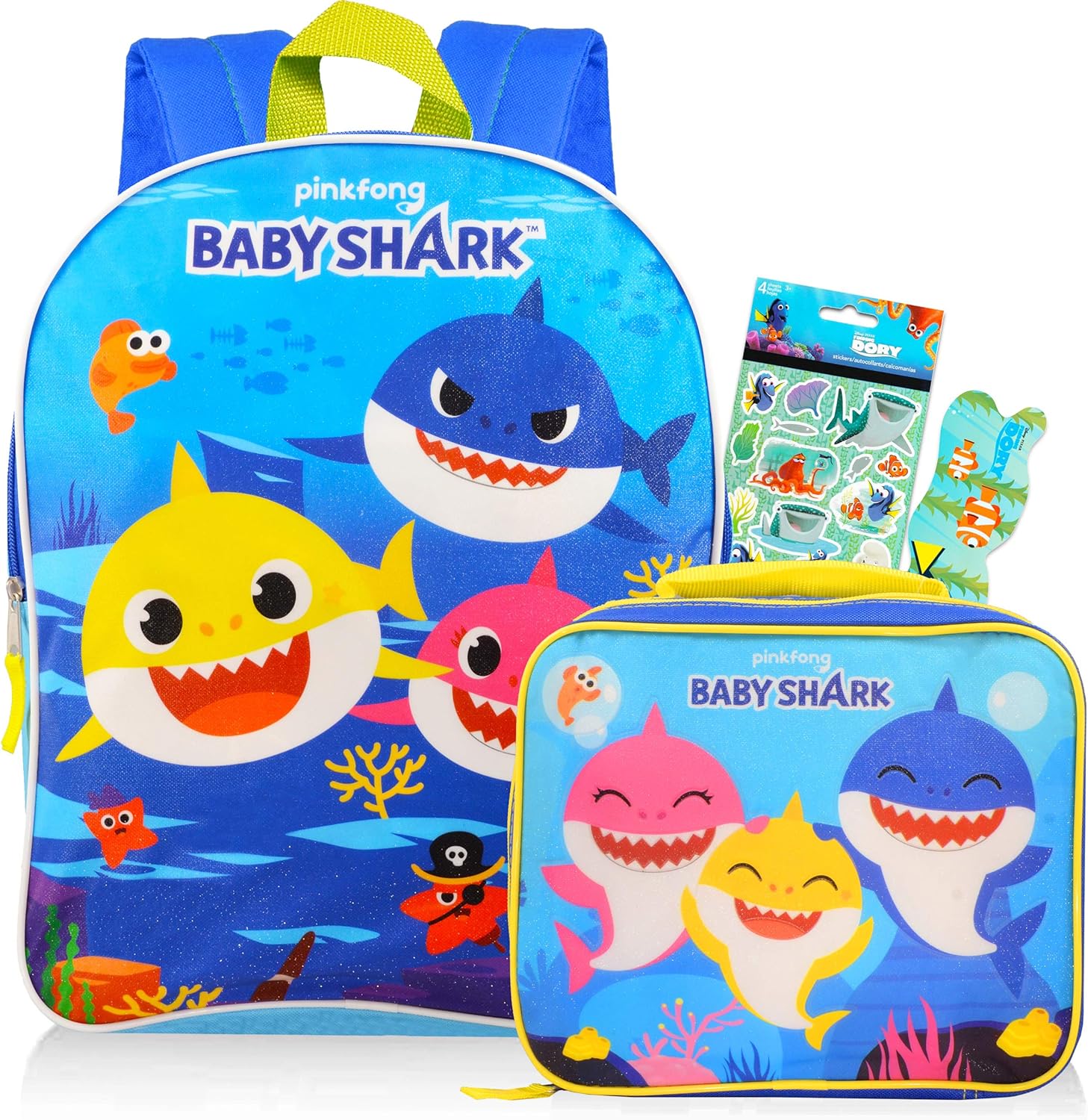 Baby Shark Travel Bag Backpack with Baby Shark Lunch Bag
